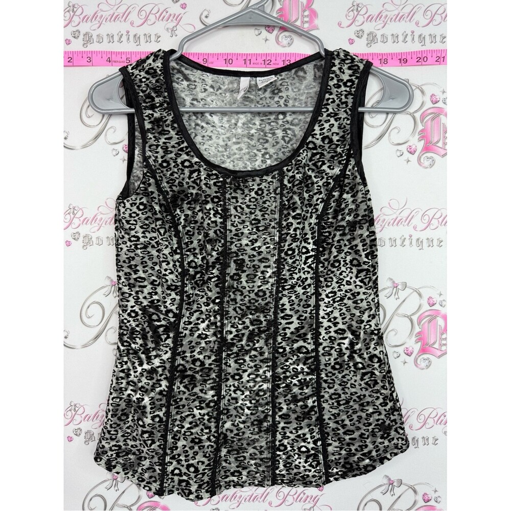 Sami & Jo tank top y2k Black and Gray Leopard Print Tank Top
